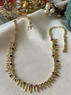 Özel Seri 14K Renkli Taşlı Stick Kolye