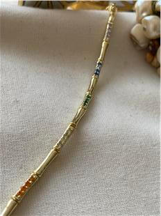 Özel Seri 14K Renkli Taşlı Zarif Bileklik