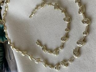 Özel Seri 14K Taşlı Damla Model Kolye ve Bileklik Seti