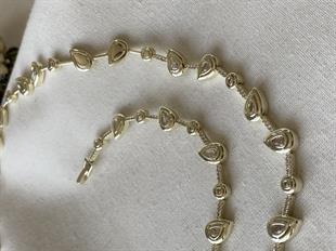 Özel Seri 14K Taşlı Damla Model Kolye ve Bileklik Seti