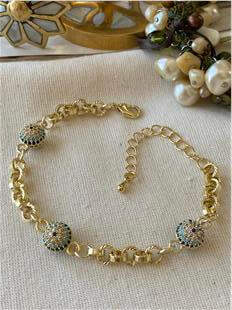 Özel Seri 14K Üçlü Taşlı Göz Boncuk Bileklik