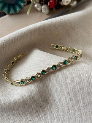 Özel Seri 14K Yeşil Petek Bileklik