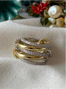 Özel Seri Beşli Çift Renk Taşlı Trend Yüzük