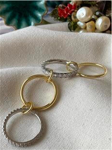 Özel Seri Dörtlü Silver Taşlı Çift Renk Trend Yüzük