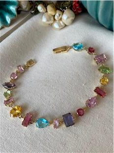 Özel Seri Gold Detaylı Renkli Taşlar Bileklik