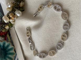 Özel Seri GoldSilver Taşlı Halkalar Bileklik