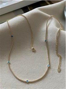 Özel Seri Mavi Taşlı İnce Suyolu Kolye