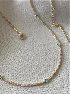 Özel Seri Mavi Taşlı İnce Suyolu Kolye