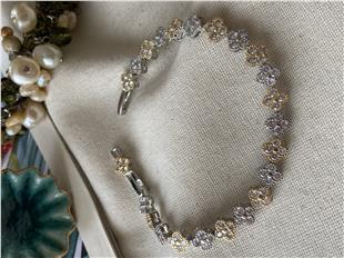 Özel Seri Taşlı İki Renk Yonca Bileklik