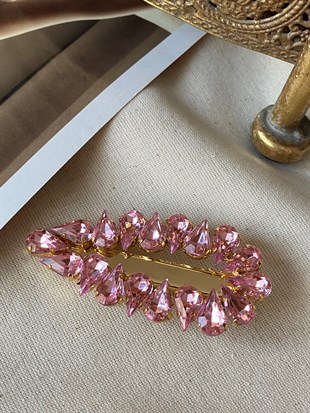 Pembe Damla Taşlı Toka