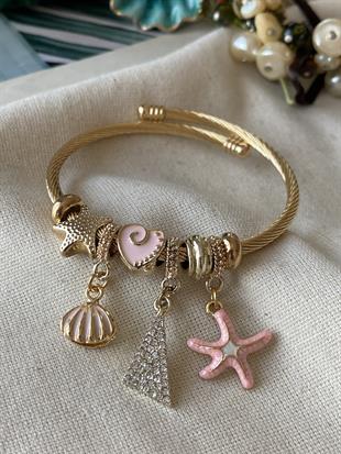 Pembe Deniz Yıldızı Charmlı Bileklik