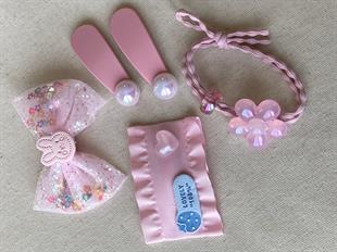 Pembe İncili Toka Seti 