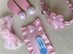 Pembe İncili Toka Seti 