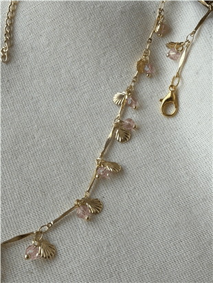 Pembe Taşlı Shell Kolye