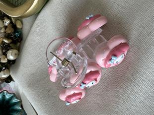 Pembe Tavşanlı Kıskaç Toka 