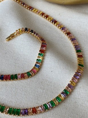 Renkli Baget Kolye Bileklik Set