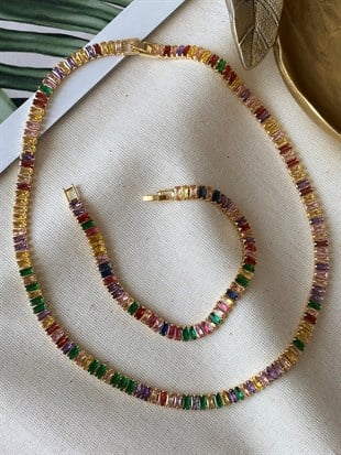 Renkli Baget Kolye Bileklik Set