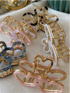 Renkli Çift Kalp Mandal Toka