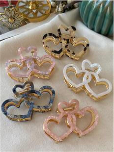 Renkli Çift Kalp Mandal Toka