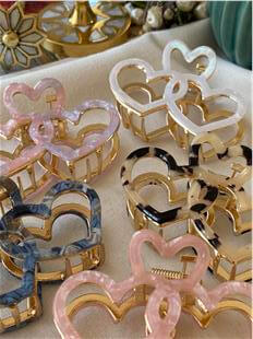 Renkli Çift Kalp Mandal Toka