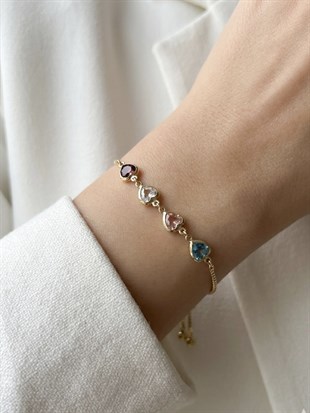 Renkli Kalpli Asansörlü Bileklik