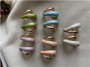 Renkli Mineli Tasarım Küpe