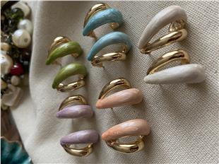 Renkli Mineli Tasarım Küpe