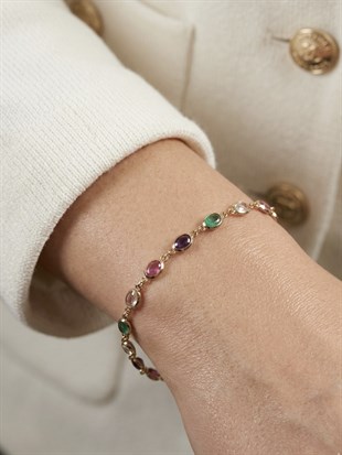 Renkli Oval Taşlı Bileklik
