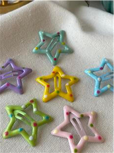 Renkli Puantiyeli Çıtçıtlı Yıldız Toka Seti