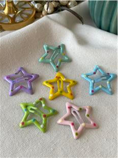 Renkli Puantiyeli Çıtçıtlı Yıldız Toka Seti