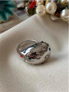 Renkli Taşlı Silver Bubble Yüzük