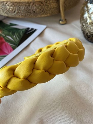 Sarı Deri Örgü Taç