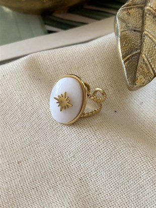 Çelik Ayarlanabilir Sedef Kuzey Yüzük 