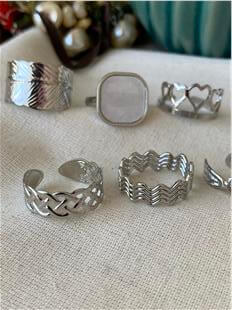 Sedefli Silver Çoklu Yüzük Seti