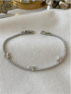 Silver Desenli Kelebek Detaylı Suyolu Bileklik