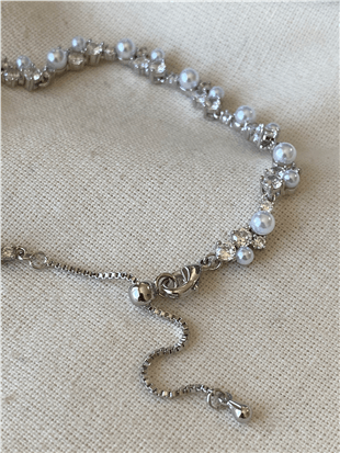 Silver İncili Taşlı Bileklik