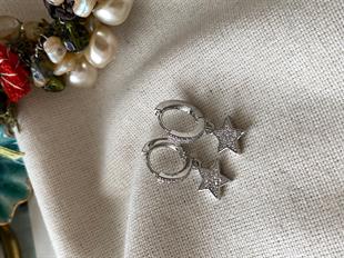 Silver Taşlı Yıldız Küpe