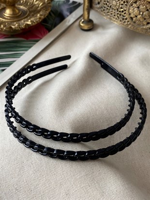 Siyah İnce Zincir Motif Taç 