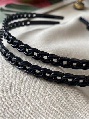 Siyah İnce Zincir Motif Taç 