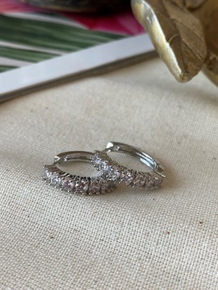 Su Yolu Taşlı Halka Küpe