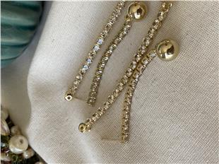 Suyolu Detaylı Gold Ball Küpe