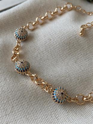 Taş Detaylı Nazarlı Bileklik