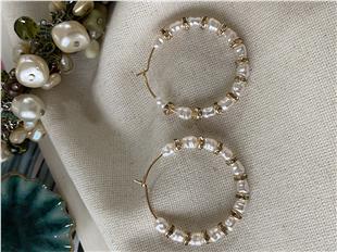 Taş Silindirli İnci Halka Küpe