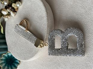 Taşlı Beyaz Harf Anahtarlık