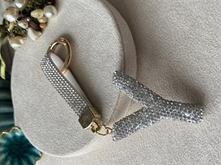 Taşlı Beyaz Harf Anahtarlık