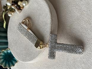 Taşlı Beyaz Harf Anahtarlık