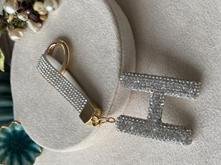 Taşlı Beyaz Harf Anahtarlık