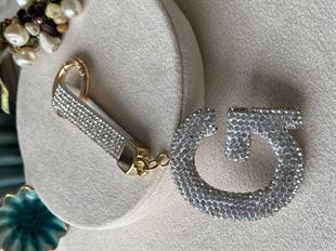 Taşlı Beyaz Harf Anahtarlık