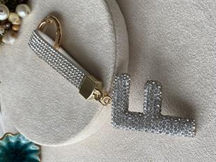 Taşlı Beyaz Harf Anahtarlık