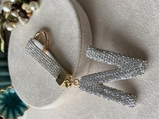 Taşlı Beyaz Harf Anahtarlık